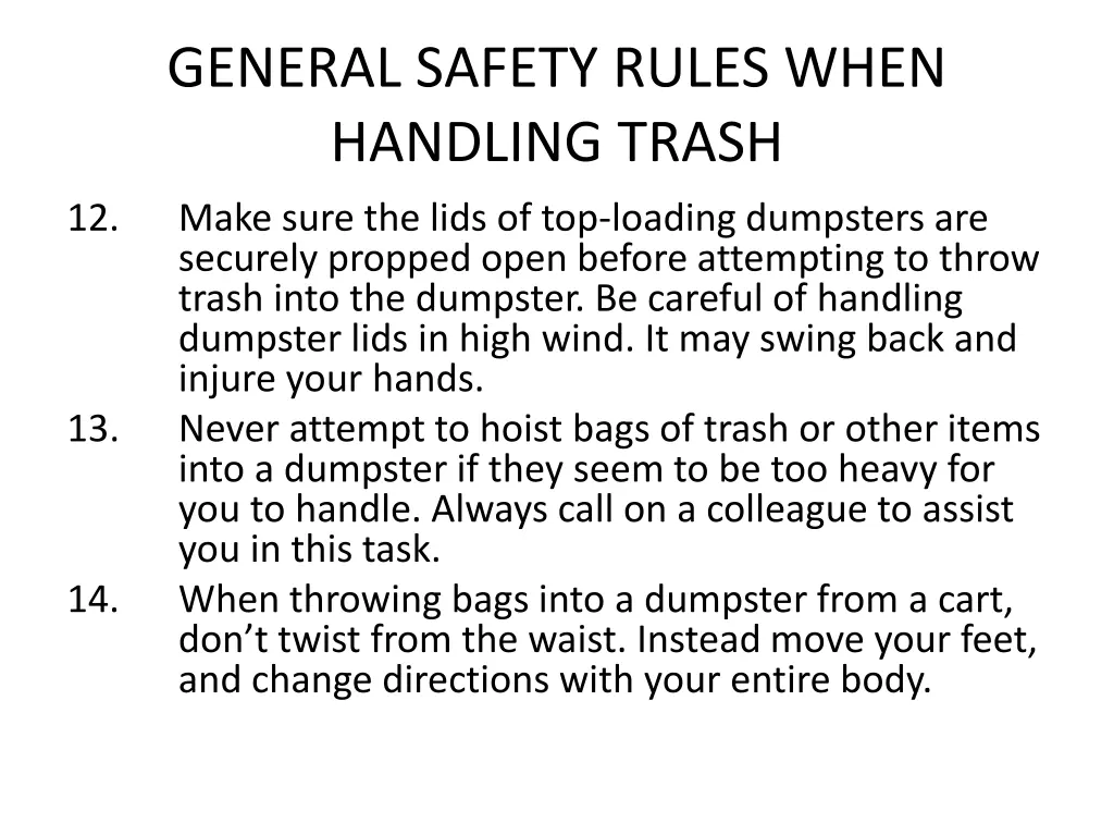 general safety rules when handling trash 1