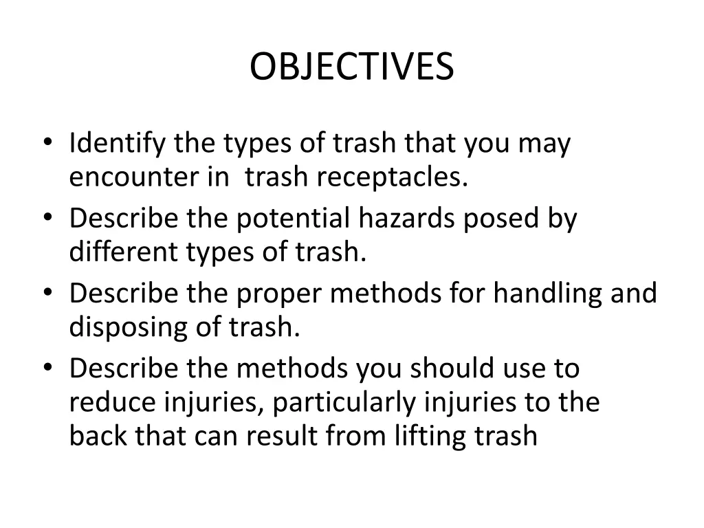 objectives