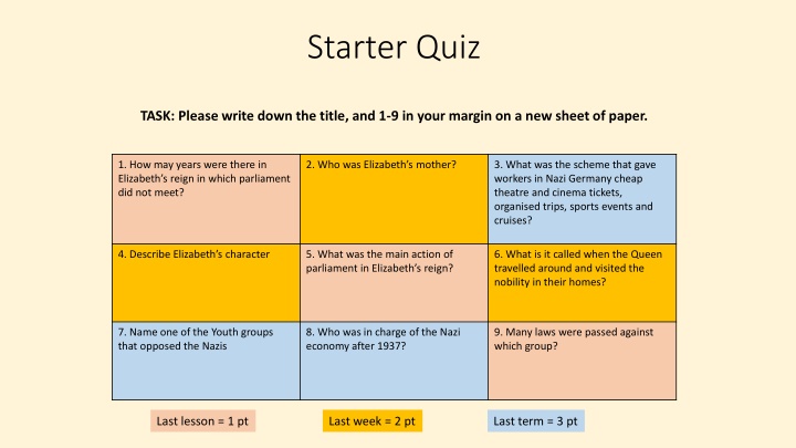 starter quiz