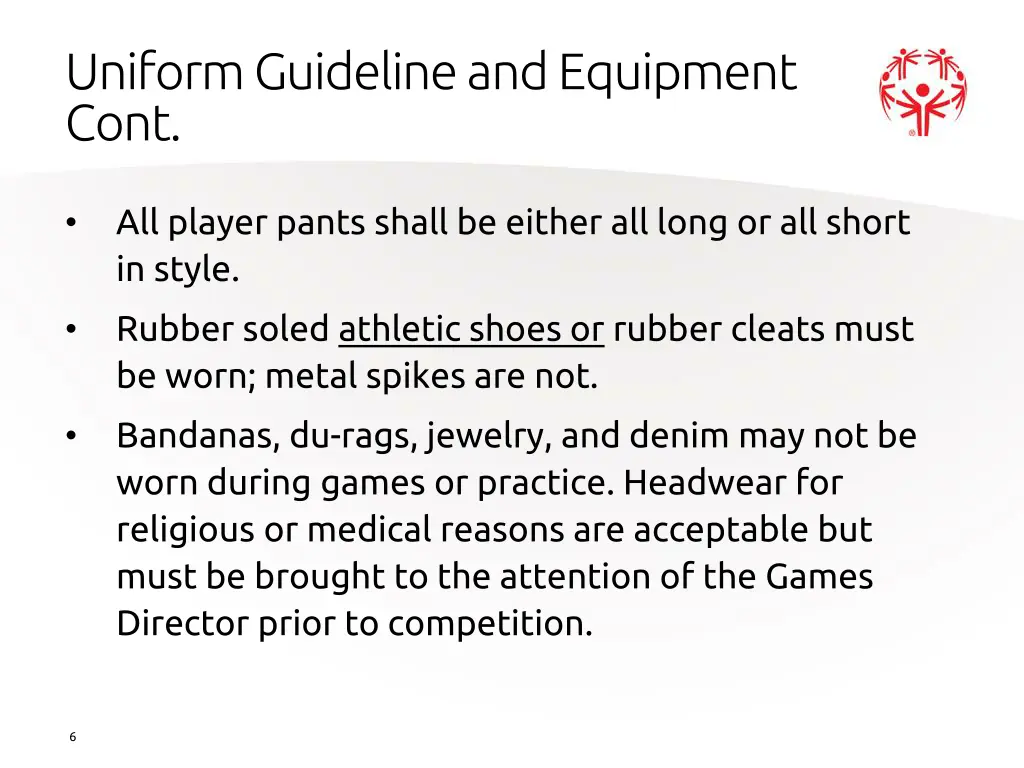 uniform guideline and equipment cont