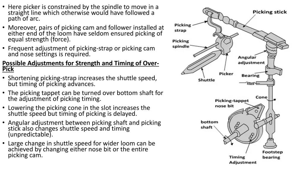 here picker is constrained by the spindle to move