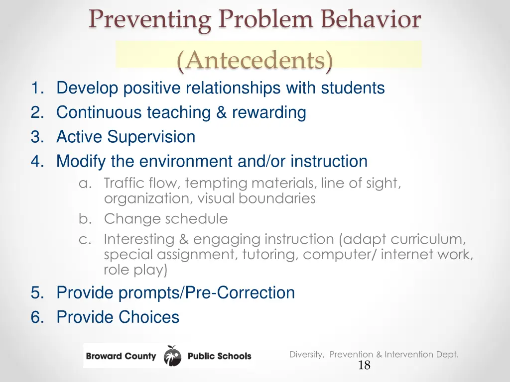 preventing problem behavior