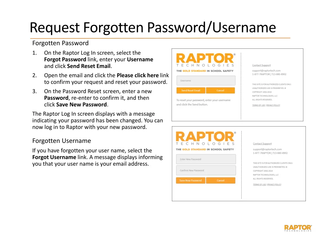 request forgotten password username