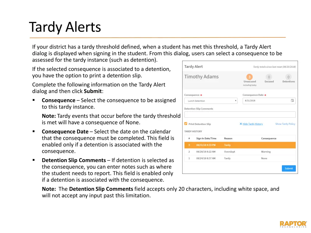 tardy alerts