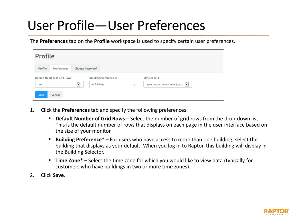 user profile user preferences