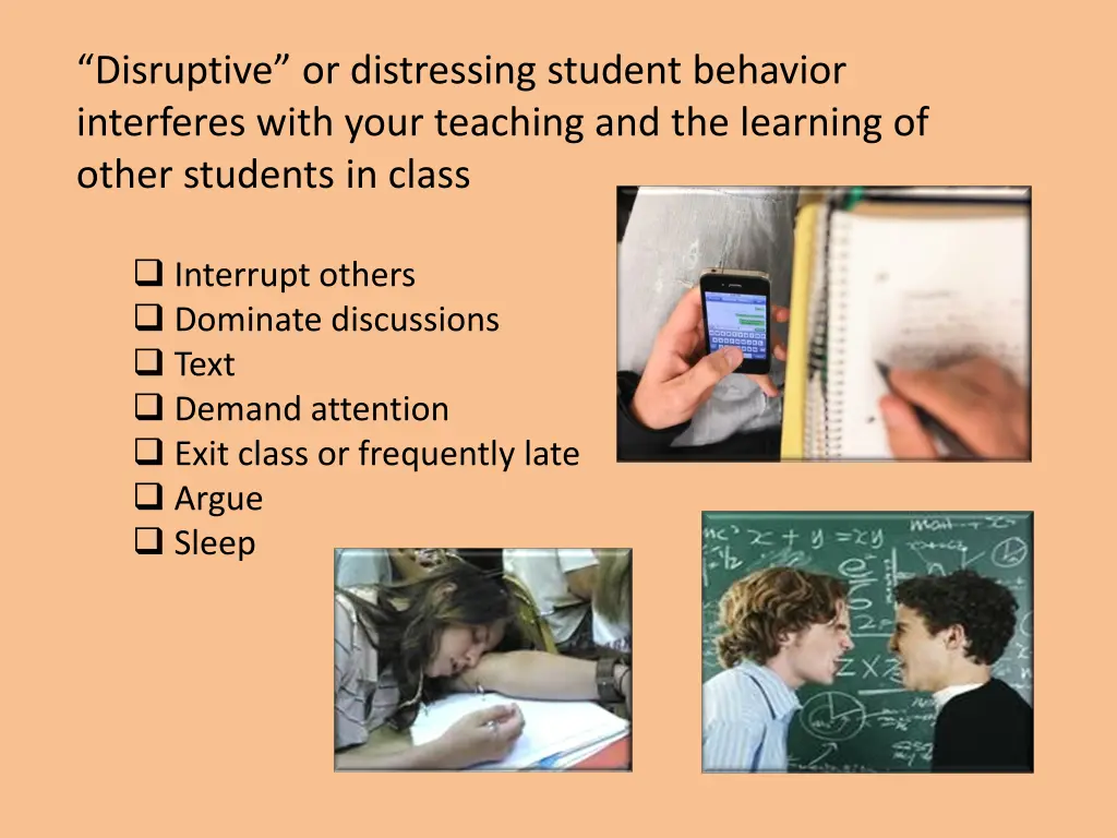 disruptive or distressing student behavior