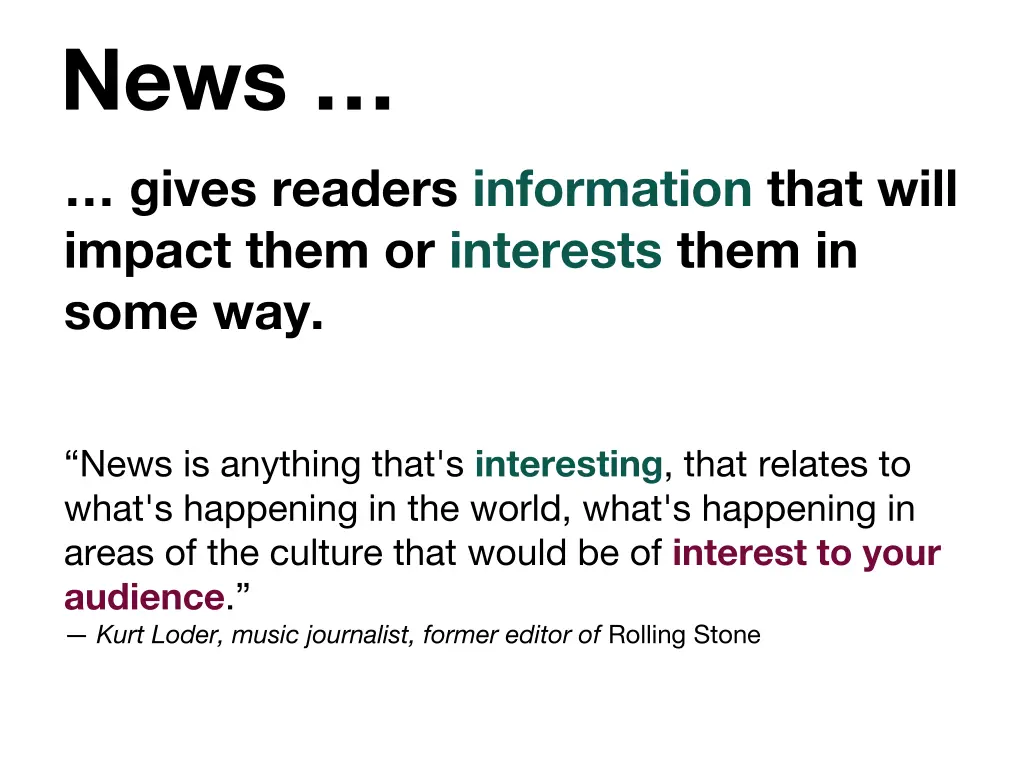 news gives readers information that will impact