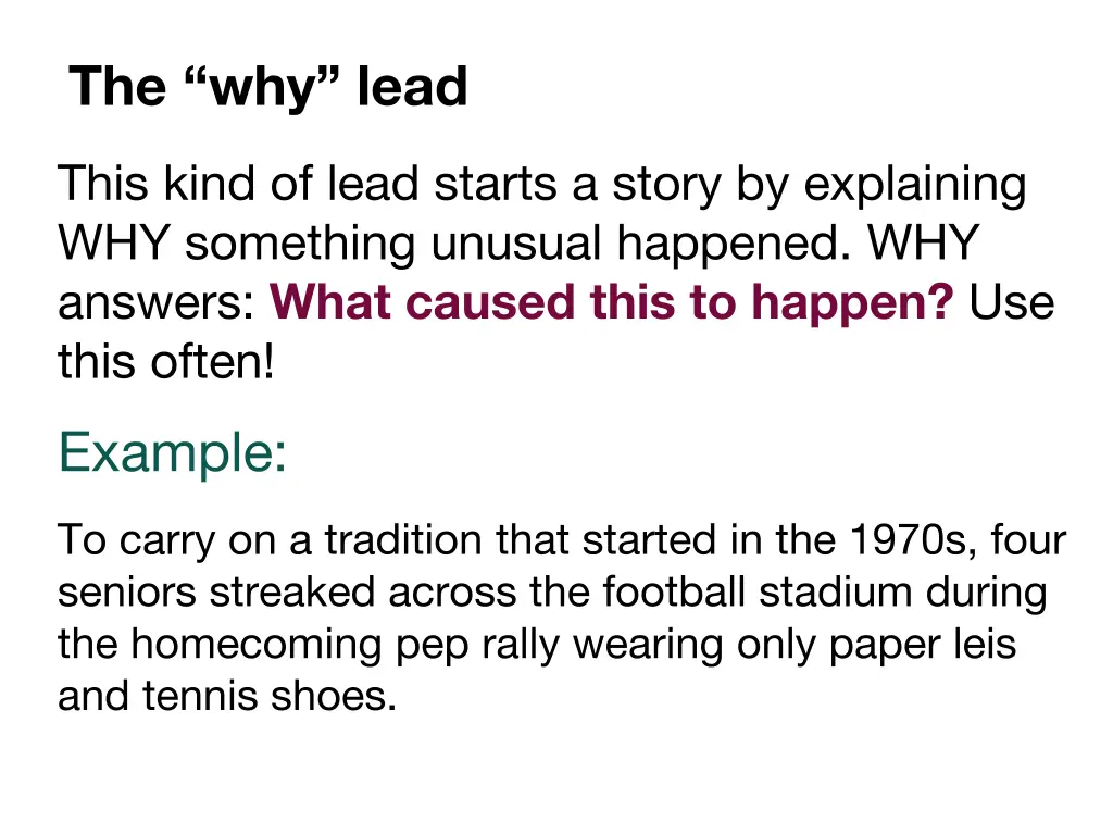 the why lead