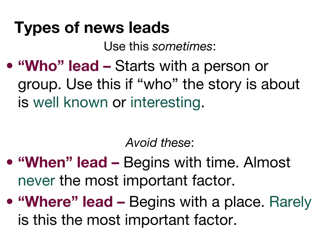 types of news leads 1