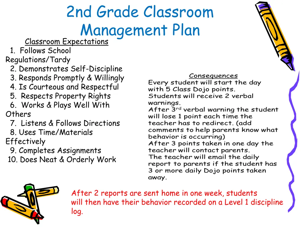 2nd grade classroom management plan classroom