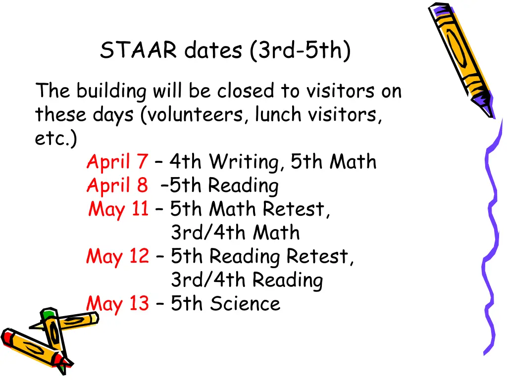 staar dates 3rd 5th