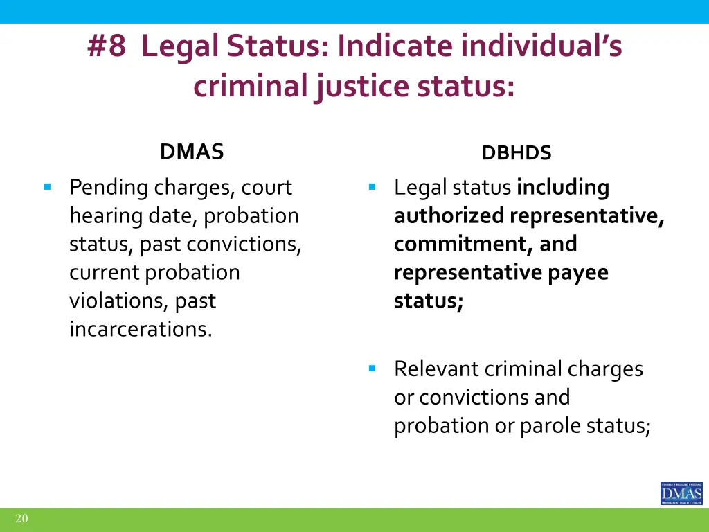 8 legal status indicate individual s criminal