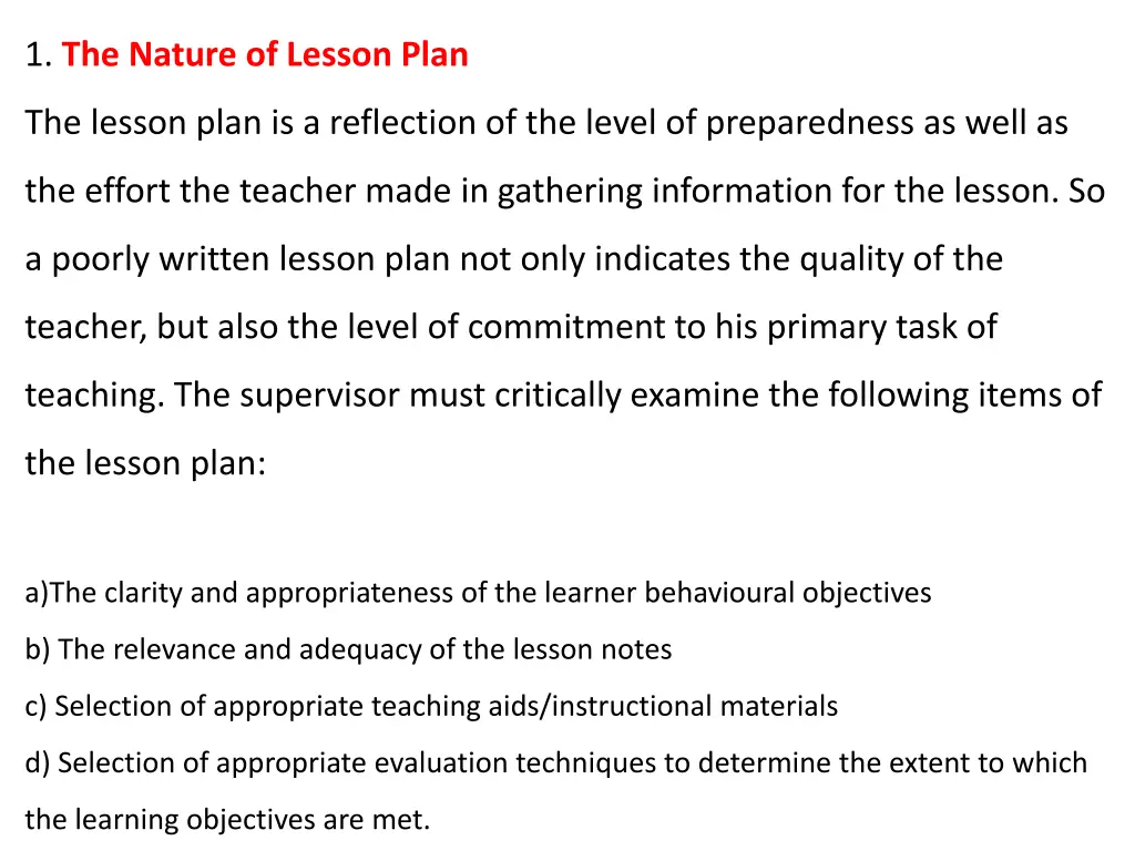 1 the nature of lesson plan