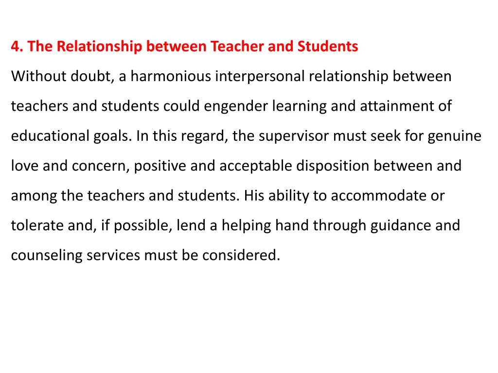 4 the relationship between teacher and students