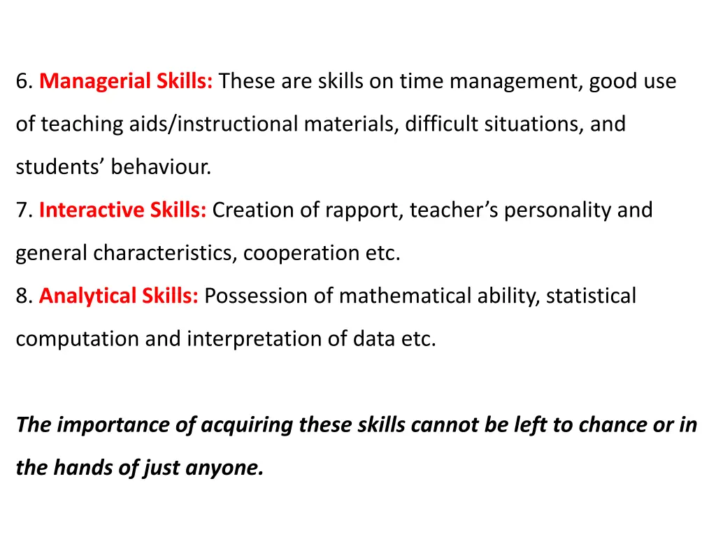 6 managerial skills these are skills on time