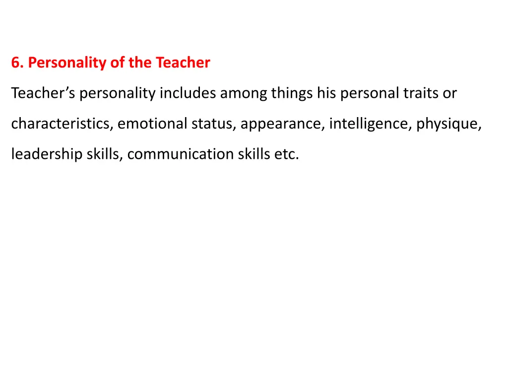 6 personality of the teacher