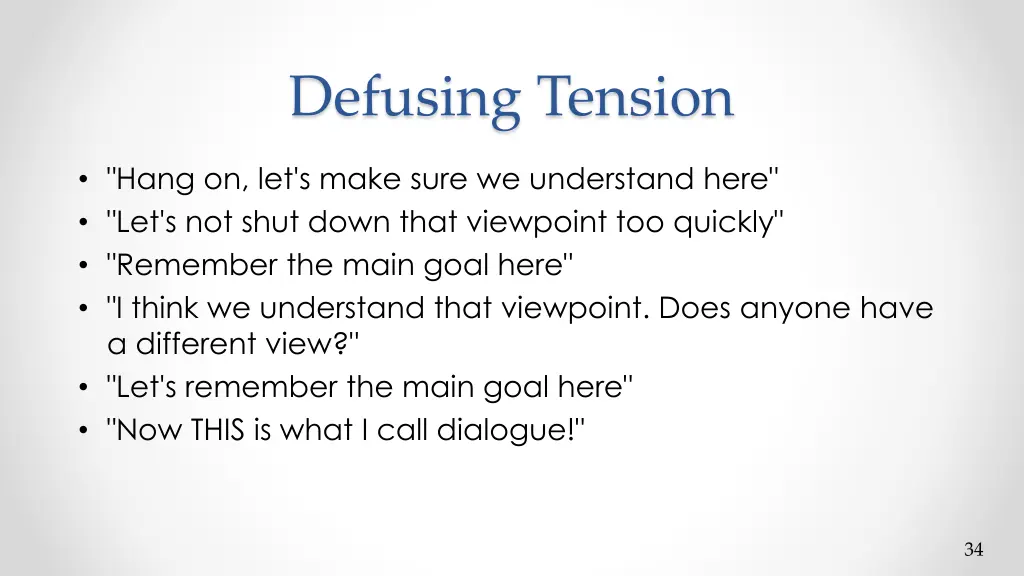 defusing tension