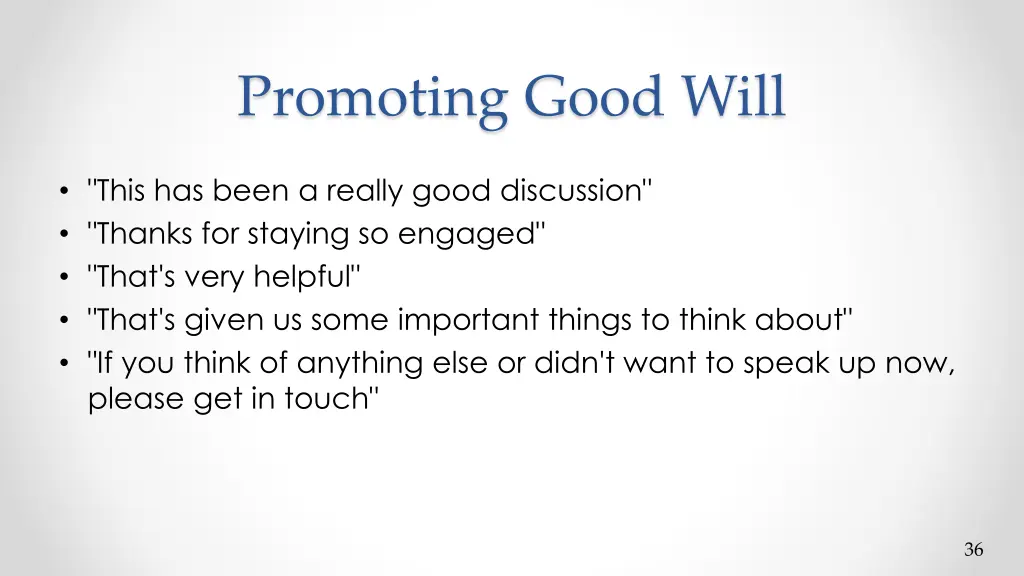 promoting good will