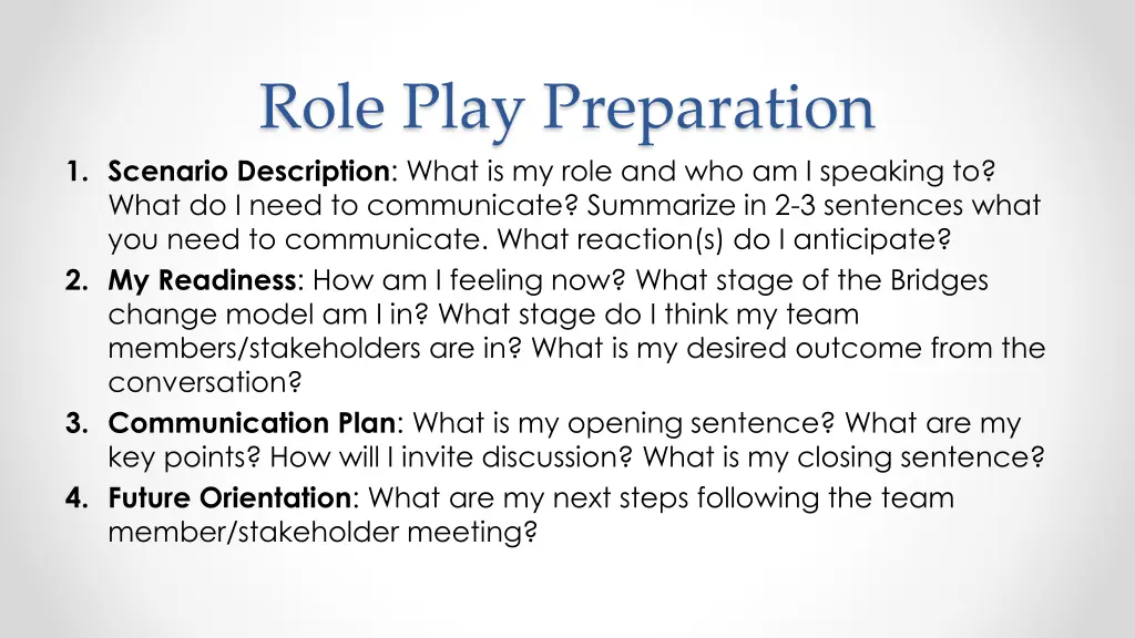 role play preparation 1 scenario description what