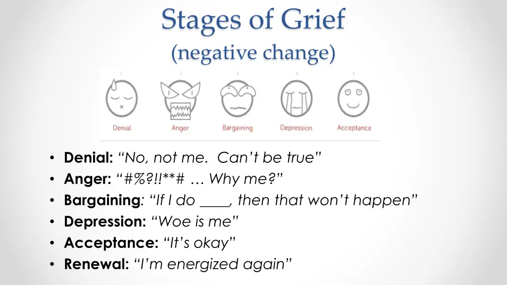 stages of grief negative change