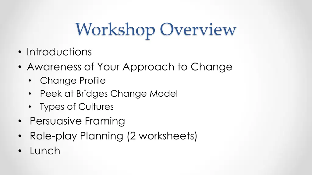 workshop overview introductions awareness of your