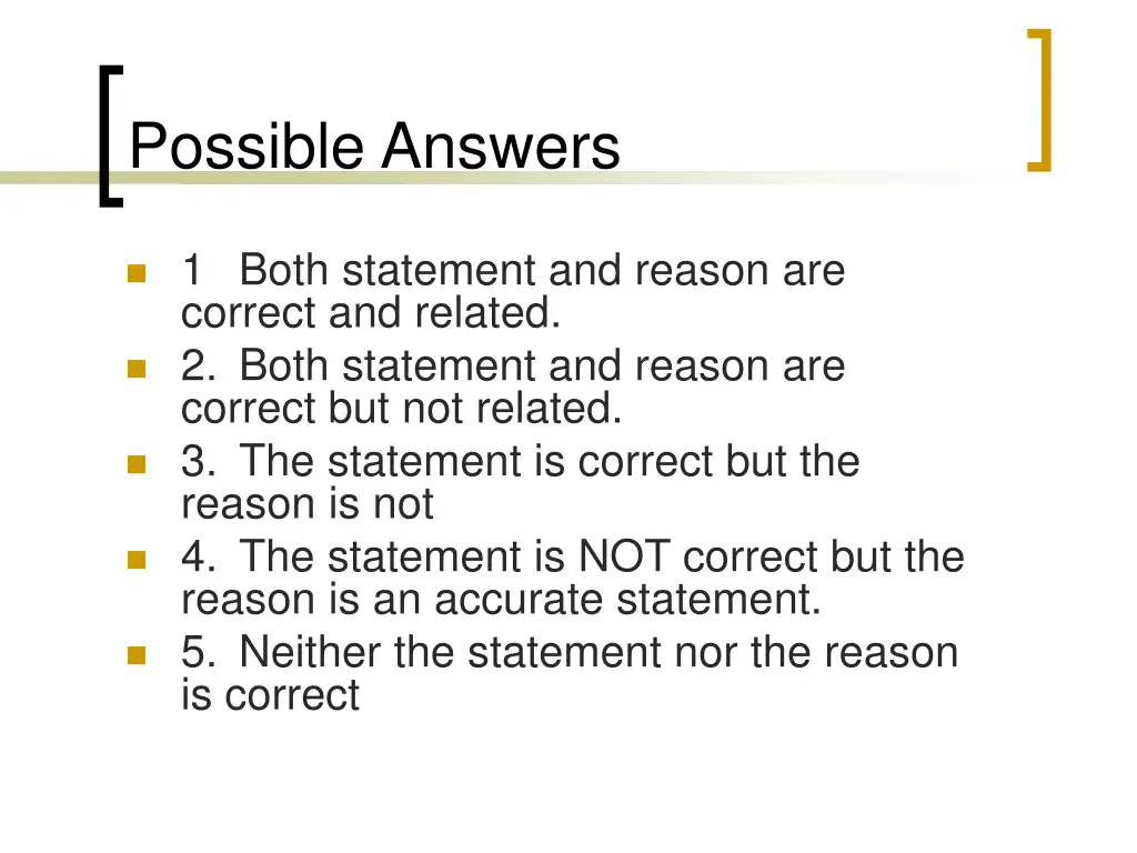 possible answers 1