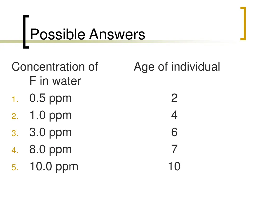 possible answers 3