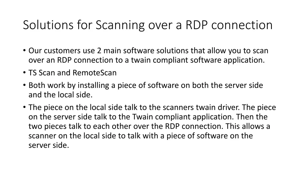 solutions for scanning over a rdp connection