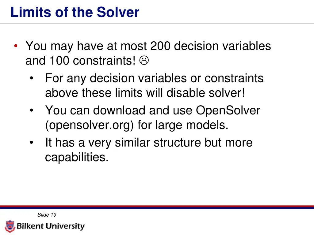 limits of the solver