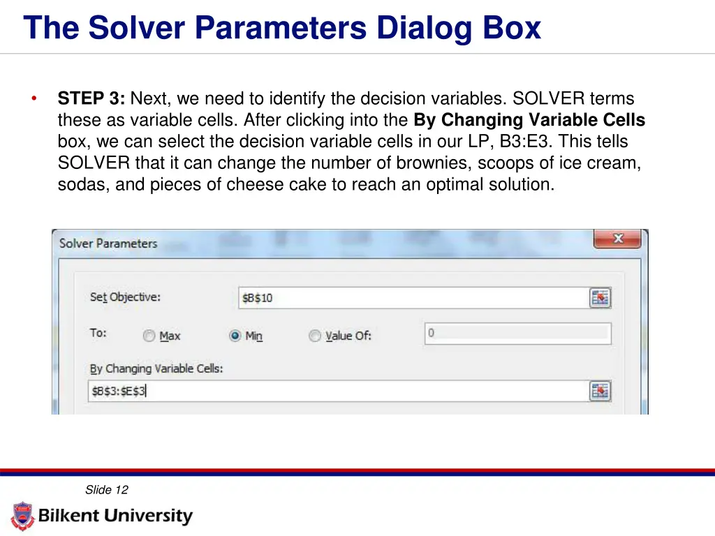 the solver parameters dialog box 2