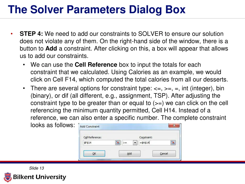 the solver parameters dialog box 3