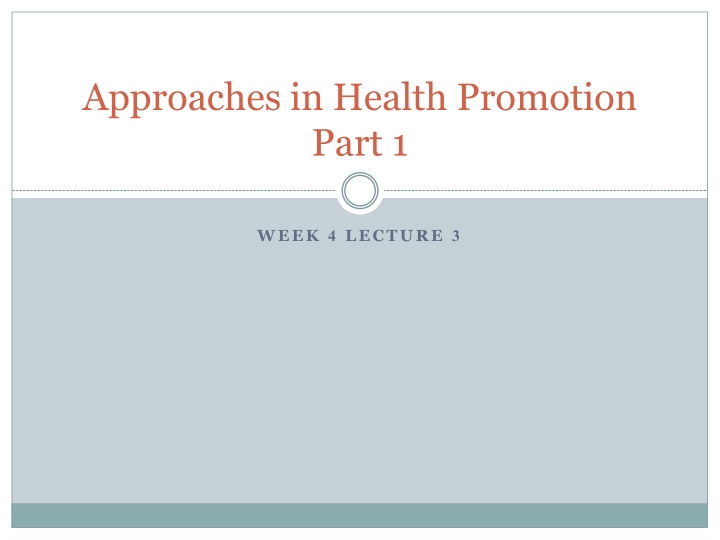 approaches in health promotion part 1