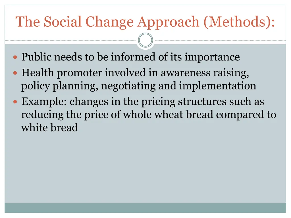 the social change approach methods