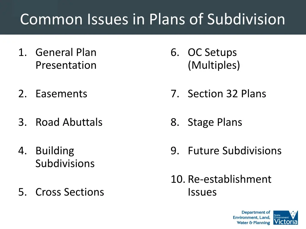 common issues in plans of subdivision 2