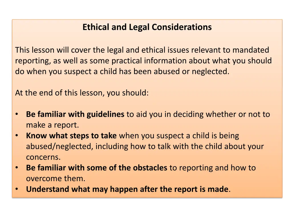 ethical and legal considerations