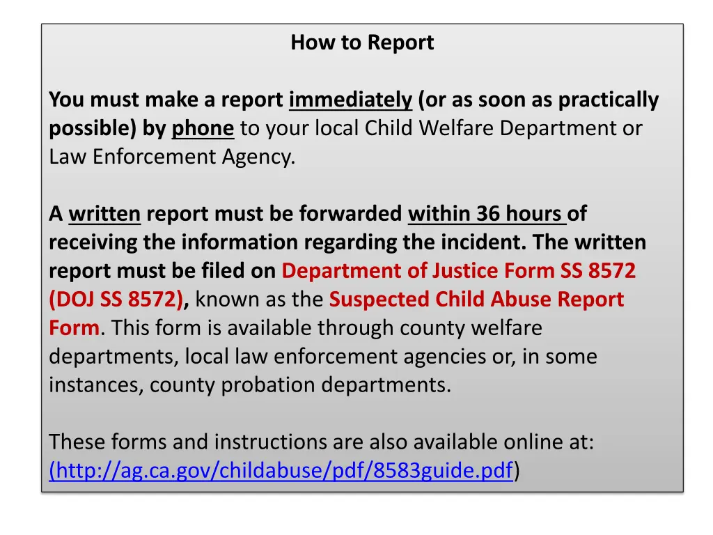 how to report