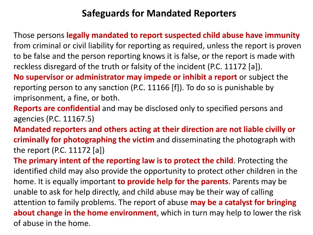 safeguards for mandated reporters