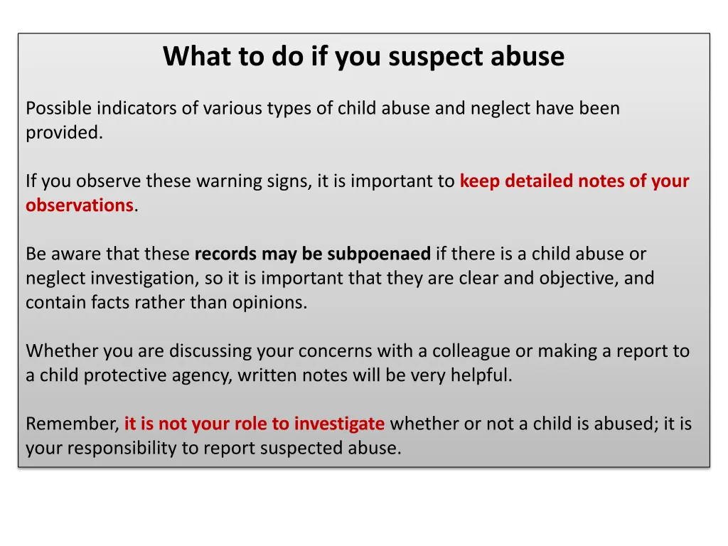 what to do if you suspect abuse