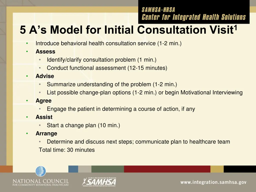 5 a s model for initial consultation visit 1