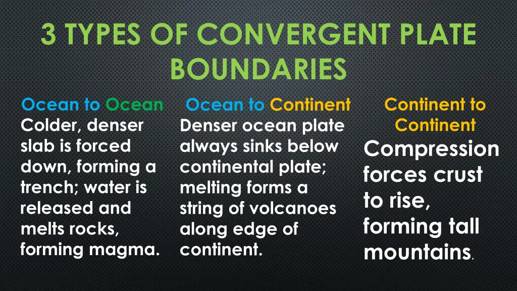 3 types of convergent plate boundaries ocean