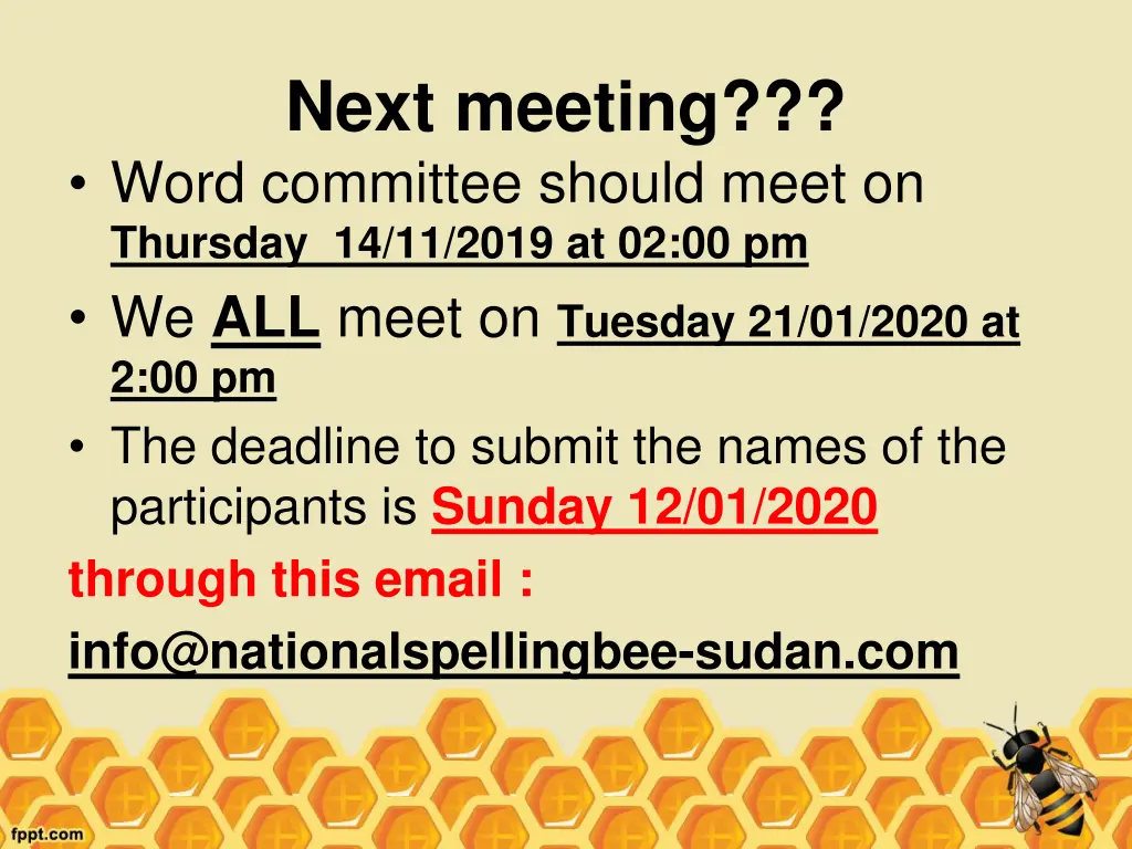 next meeting word committee should meet