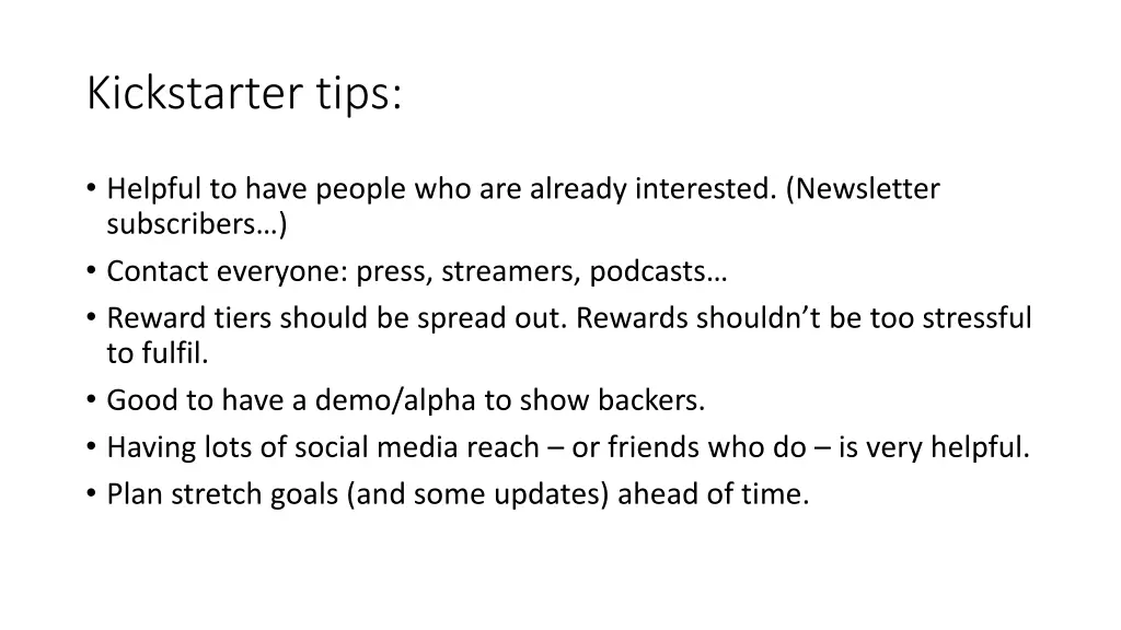 kickstarter tips