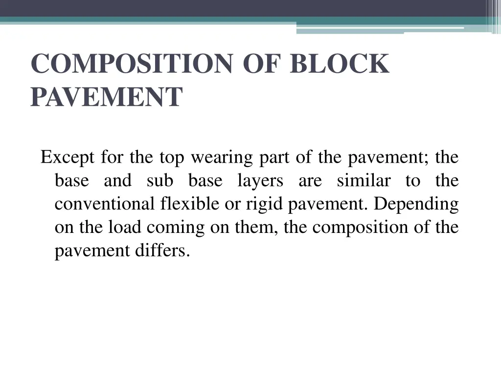 composition of block pavement