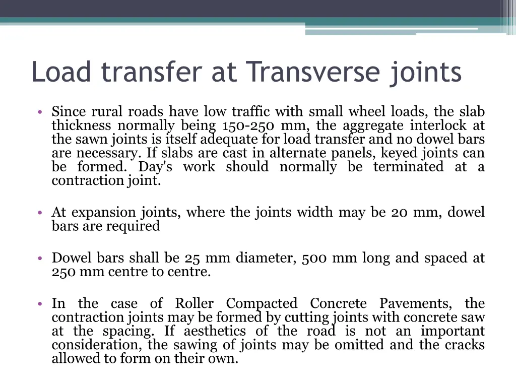 load transfer at transverse joints