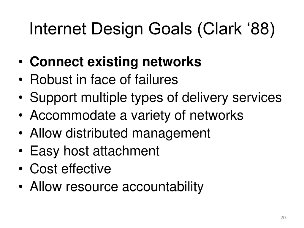 internet design goals clark 88