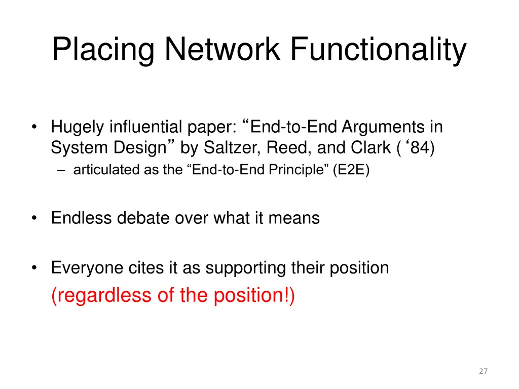 placing network functionality