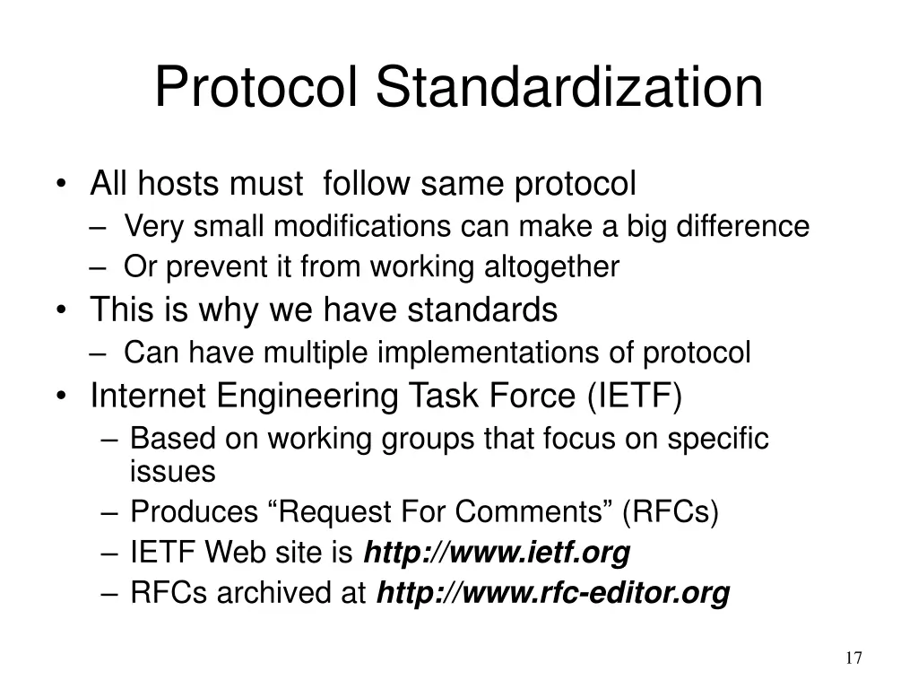 protocol standardization