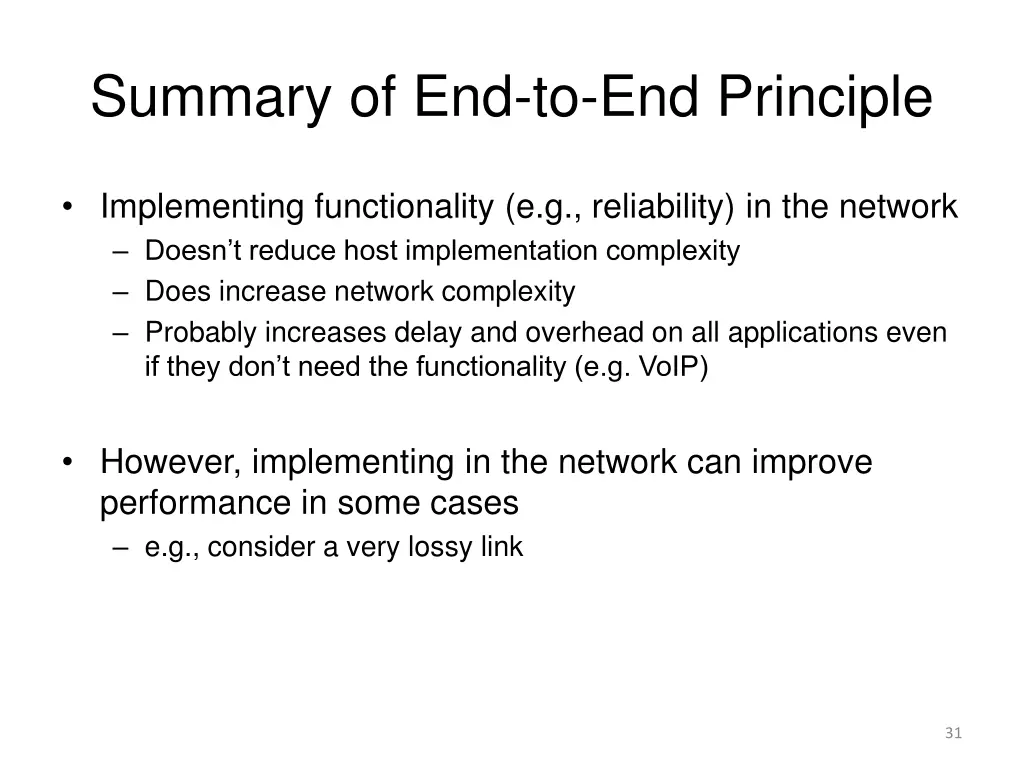 summary of end to end principle