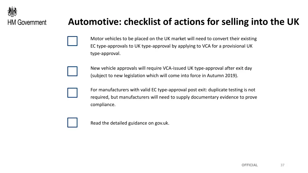 automotive checklist of actions for selling into