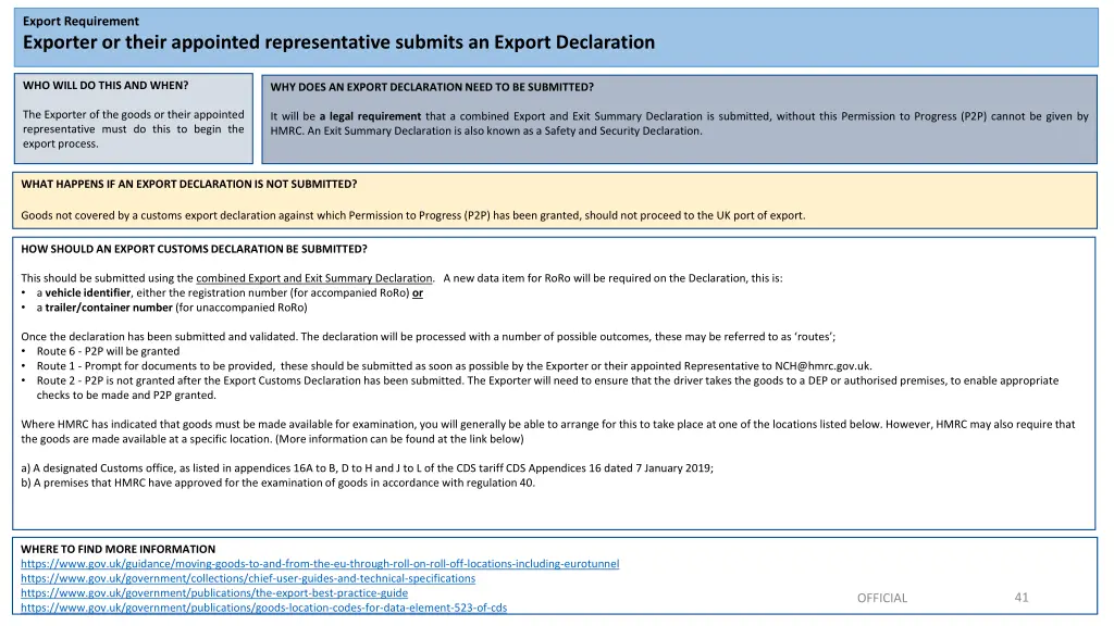 export requirement exporter or their appointed